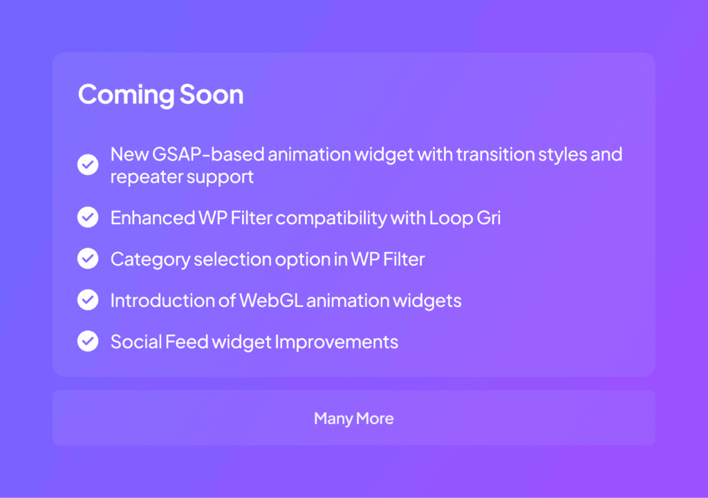 Upcoming features in tpae 1 1 🗞️april 2026 update: mcp integration, gsap stagger, and full-card hover from the plus addons for elementor